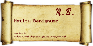 Matity Benignusz névjegykártya